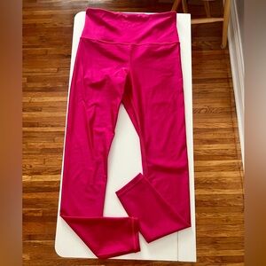Athleta Bright Pink Elation Shine Tight Legging Size Small 27” inseam LIKE NEW